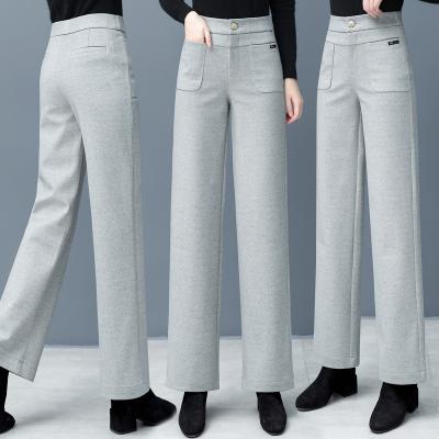 China Wholesale Customized Loose Waist Casual Elastic Wool Women Wide Leg Pants Anti-pilling for sale