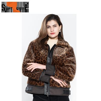 China CUSTOM LADIES FUR COAT WOMEN LEOPARD FLEECE SHERPA JACKET SYNTHETIC COAT reversible for sale