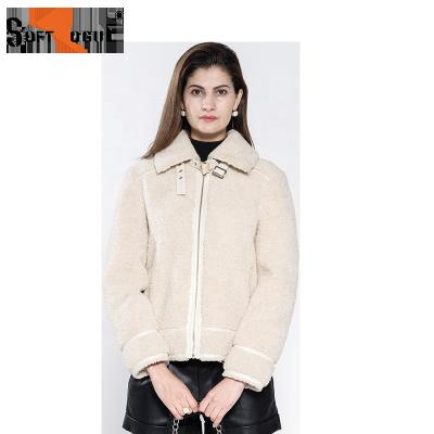 China LADIES CUSTOM REVERSIBLE FAUX FUR ELEGANT JACKET with buckle WOMEN shearling JACKET for sale