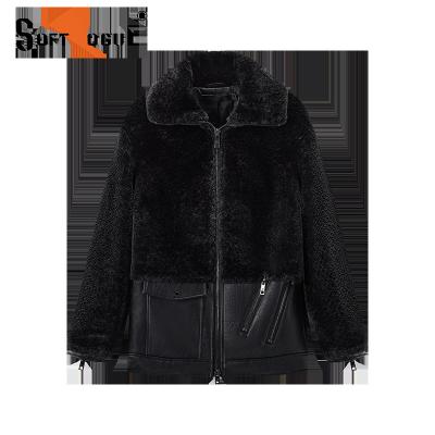 China Winter Reversible Women Coat Synthetic Fur And PU Quilted Together for sale