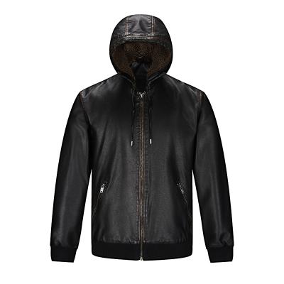 China Men's QUICK DRY Custom Leather Jacket Cleared Color On Hand Sewing Style Vintage PU Hooded Jacket Retro for sale