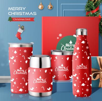 China 2021 New Stocked Christmas Gift Box Set Vacuuming Water Bottle Christmas Insulated Cup Christmas Mug for sale