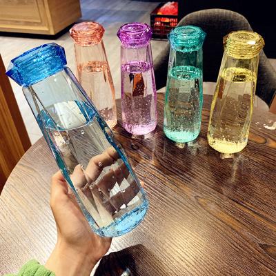 China Custom High Quality CLASSIC Portable Diamond Cup Creative Promotional Water Bottle Glass Water Bottle For Women for sale