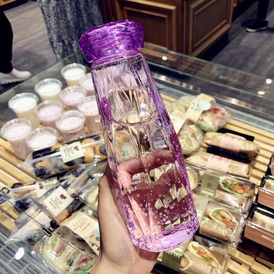 China Designer Outdoor Cute Color Diamond Drinking Glass Cup Crysta Viable Water Bottle For Beverage for sale