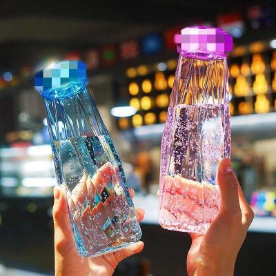 China Viable Custom Creative Logo 420ml Diamond Crystal Glass Cup For Beverage and Juice Water Bottle for sale