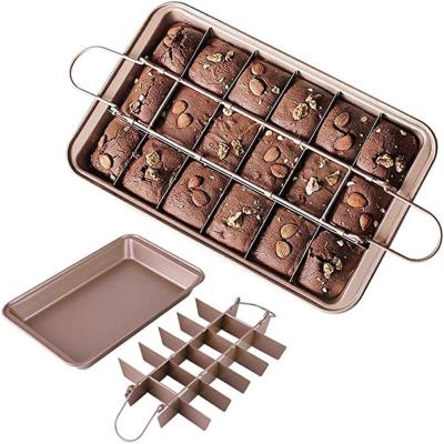 China Sale Brownie Cutter Baking Dish Nonstick Brownie Mold Chocolate Squares Carbon Steel Baked Hot Cake Pan for sale