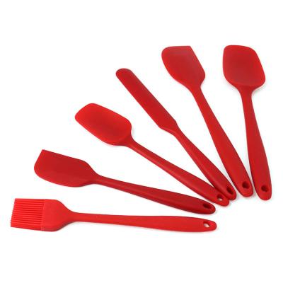 China Sustainable Red Silicone Cooking Kitchenware Assorted 5 Sizes Kitchen Gadgets Spatulas And Turners Set for sale