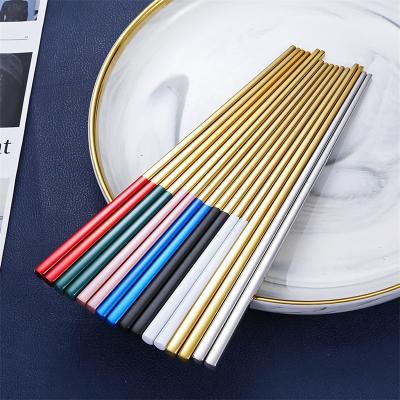 China Disposable Custom Best Selling Stainless Steel Chopsticks Tableware Multi Color Flatware Chopsticks for sale