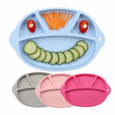 China Amazon Hot Selling Children's Food Grade Silicone Baby Food Plates Suction Dishes For Toddlers for sale