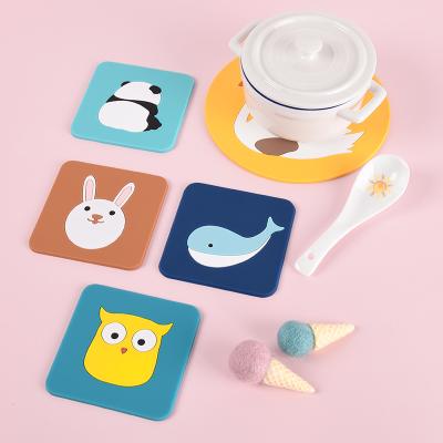 China Durable PVC Coasters Cartoon Sustainable Cute Animal Pattern Small Soft Sets For Beverage for sale