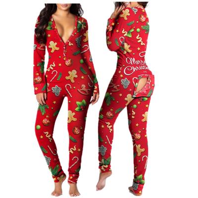 China New Christmas adult onesie custom printing QUICK DRY pajamas onsies with butt flap for Christmas sleepwear pajamas onesi for women for sale