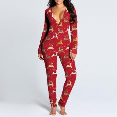 China Sexy Christmas Onesie Pajamas New Arrival Wholesale Price V-Neck Flapper Onesie Pajamas QUICK DRY Sleepwear Long Sleeve for sale