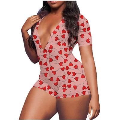 China QUICK DRY short sleeve pajamas women's sexy short pajamas valentines day gifts for women heart printing valentine's day onesies for sale