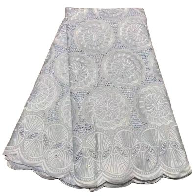 China High Quality Viable Dry Pure White African Floral Cotton Embroidery Fabric Cotton Lace Swiss Voile Lace In Switzerland For Party for sale