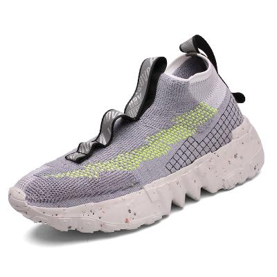 China 2021 Brand Custom Mens Breathable Black Sports Shoes Light Color Yarn Knitted Wool Sports Shoes for sale