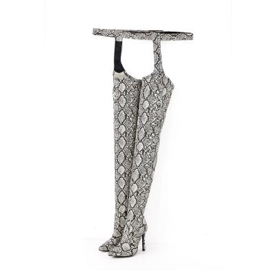 China New Style Anti-slippery 1 Pair Luxury Over The Knee Long Fashion Women's Spike Heel Snakeskin Thigh High Boots for sale