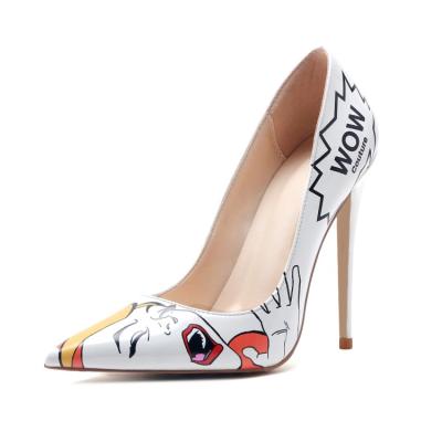 China Anti-Smell Graffiti Fetish Size 44 45 46 47 Factory Custom Pumps Shoes High Quality Women Luxury Heels for sale