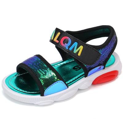 China Light Reflection Waterproof Comfortable Leather Kids Sandals Summer Casual Shoes For Kids for sale