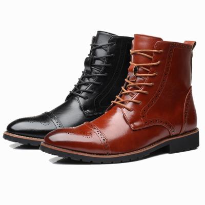 China Anti-odor High Ankle Fashion Durable Breathable High Cut Leather Boots For Men for sale