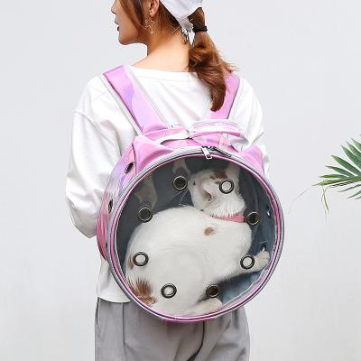 China Breathable Space Capsule Pet Bag Universal Transparent Laser Personalized Round Cat Pet Bag for sale