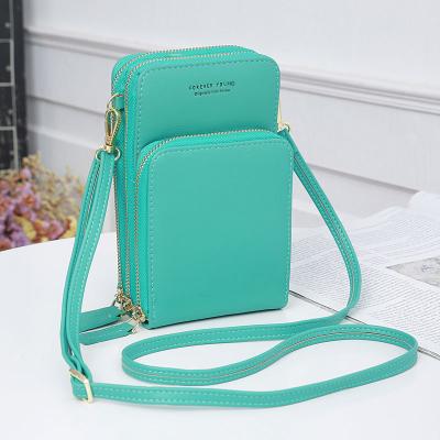 China Wholesale Fashion Soild 12 Colors Zipper PU Leather Wallet Shoulder Bag Messenger Custom Purse for sale