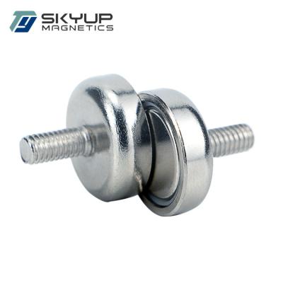 China Threaded Rod Industrial Magnet D40mm 51kg Neodymium Magnet Pot for sale