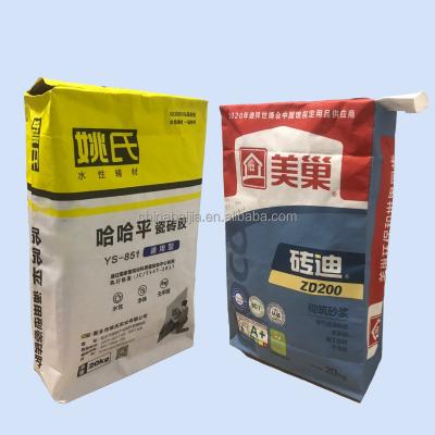 China Industrial Hardware Used 50kg 20kg Block Valve Bottom Kraft Paper Bag For Clay Gypsum Plaster Mortar for sale