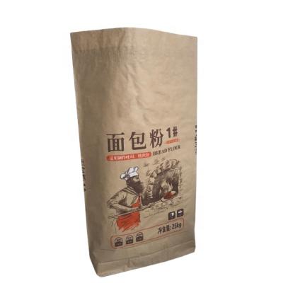 China Recycled Materials Food Use Craft Paper Bag 25kg Bonded Sack Open Flour Paper Mouth Paper Bags for sale