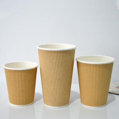 China Recyclable Eco-Friendly Take Away Paper Cup Ripple Wall Paper Cup Paper Coffee Cups for sale