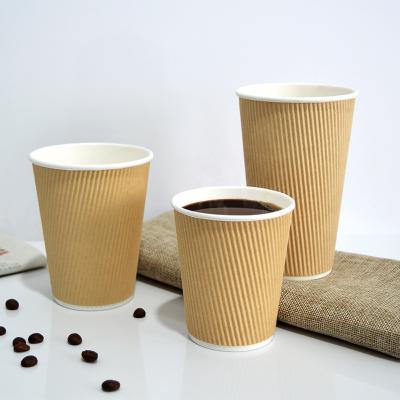 China Recyclable Best Selling Cheap Price Logo Printed Disposable Paper Coffee Cups Ripple Wall Cup for sale