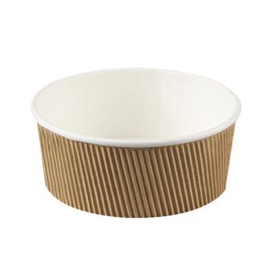 China Recyclable Disposable Ripple Wall Corrugated Paper Bowl Bio-degradable Insulated Soup Bowl Heatable Paper Bowl for sale