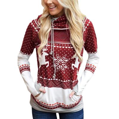 China Candice Anti-wrinkle double finger hooede pocket reindeer hoody factory price women casual interesting print hoodie for sale