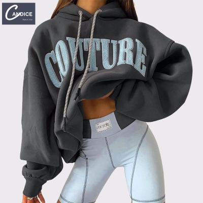 China Candice Street QUICK DRY high fashion thick women's hoodies and sweatshirts vintage hoodie 2021 winter oversize for sale