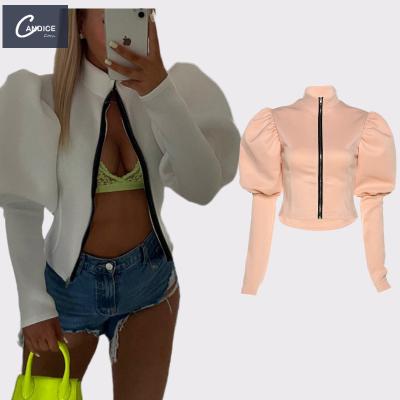 China Anti-Wrinkle New Arrival Candice Style Autumn Women's Fashion Women's Ins Style Shorts Coat Slim Pink Zipper Puff Jackets for sale