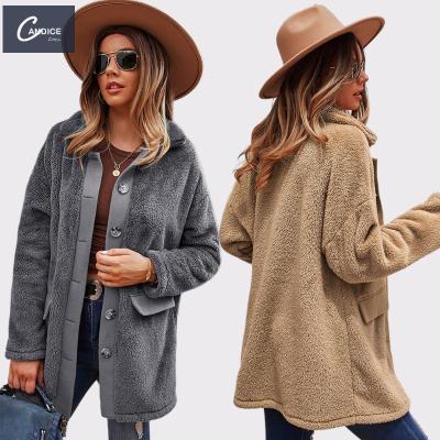 China Original Candice Women's Amazon Long Sleeve Double-sided Fleece Anti-Wrinkle Plus Size Long Fur Coat Jackets for sale