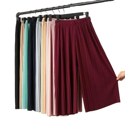 China Candice Summer QUICK DRY Beach Use Breathable Cool Elastic High Waist Plus Size Wide Leg Pleated Pants Fat for sale