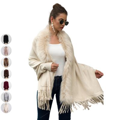 China Anti-wrinkle Candice tassel shawl fur coat solid color custom cashmere latest knitted soft cardigan fur sweater for sale