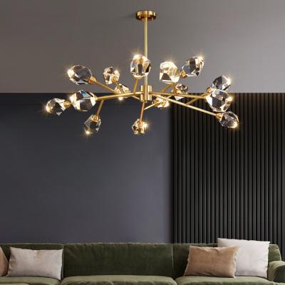 China New Design Contemporary Nordic Postmodern Copper Luxury Living Room Dining Room Crystal Molecular Chandelier for sale