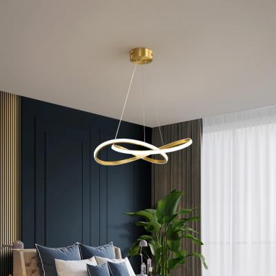 China Dimmable Hotel Living Room Dining Room Modern Brass Modern Pendant Light Creative Led Line Chandelier for sale