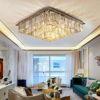 China Luxury Hotel Lobby Modern Contemporary Living Room Bedroom LED Simple Rectangular Gold Crystal Lamp for sale