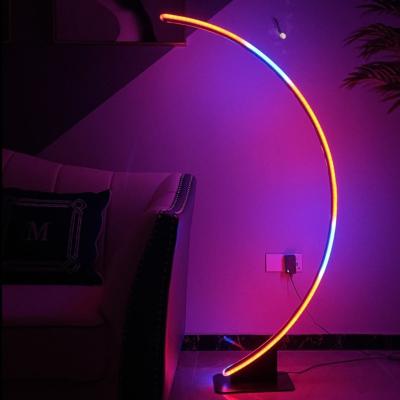 China Minimalist Modern Dancing RGB Remote Control Corner Led Light For Living Room Tripod Led Standing Floor Lamps for sale