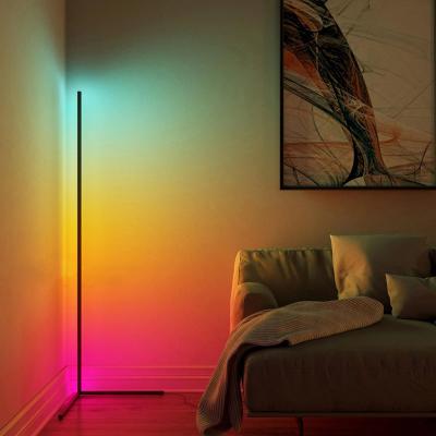 China Newest Design Minimalist 2021 Trend Remote Control Colorful Game Room Light Led Corner Stand Lighting Indoor Floor Light for sale