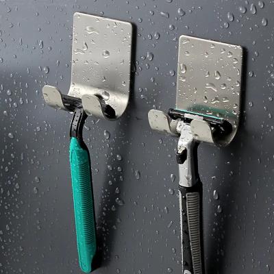 China Sustainable Factory Wholesale Adhesive Stainless Steel Razor Holder Shaver Storage Hook Hanger for Bathroom for sale