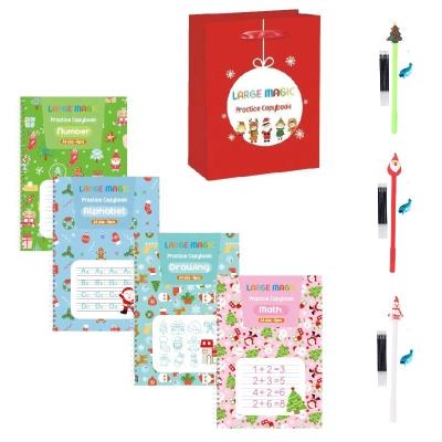 China Dropship Reusable 4Pcs Eco-Friendly Paper Christmas Practice Writing Book Large Magic Practice Notebook For Kids Christmas Gift for sale