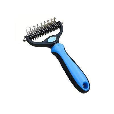 China hot selling Pet Grooming Tool Pet Hair Brush Hair Remover Double Sided Blades Fur Cleaning for sale