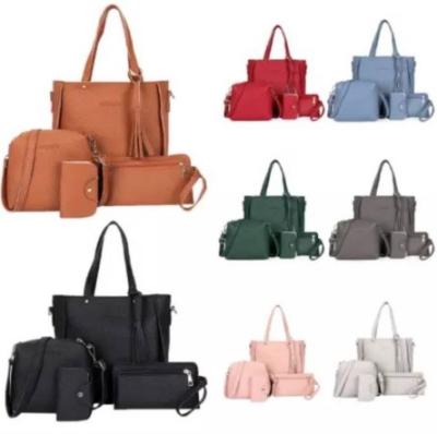 China Wholesale High Quality Large Capacity 4 Piece Ladies Handbag And Purses Set Women Bags PU Leather Tote Bag Tote Handbags For Women for sale