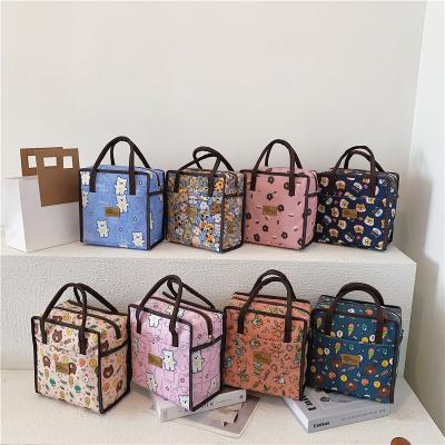 China Wholesale New Fashion Cartoon Printing Cooler Bags Waterproof Office Carry Insulated Waterproof Aluminum Foil Lunch Nylon Material Bag for sale