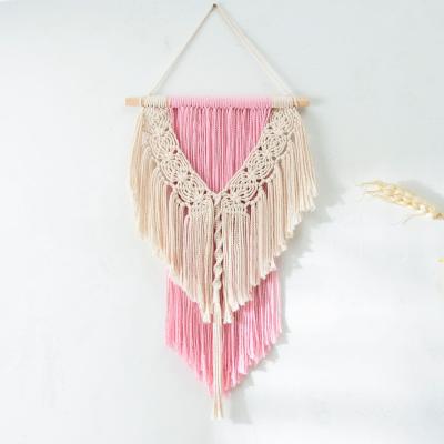 China Cotton Rope Woven Wall Art Tassel Macrame Tapestry Art Woven Boho Home Decor DIY Cotton Rope Fringe Macrame Wall Hanging for sale