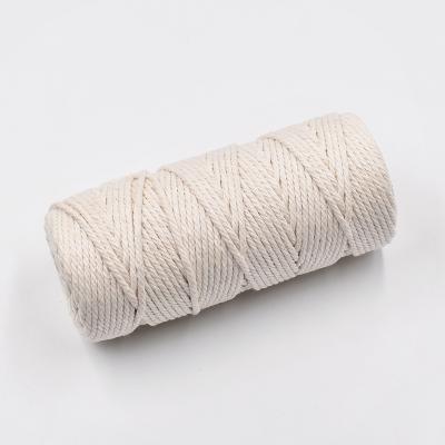 China High Tenacity Macrame DIY Tie 3mm Cotton Macrame Rope 3 Strands Natural Twisted Macrame Cotton Rope For Wall Hanging Plant Hanger Crafts for sale