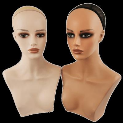 China With Wig Mannequin Head With Female Shoulders For Female Wig Display African American Mannequin Head Bust for sale